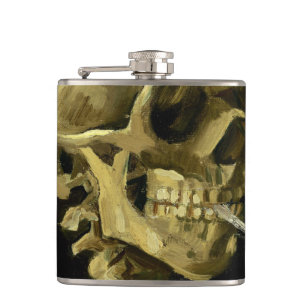 Van Gogh Smoking Skeleton Hip Flask