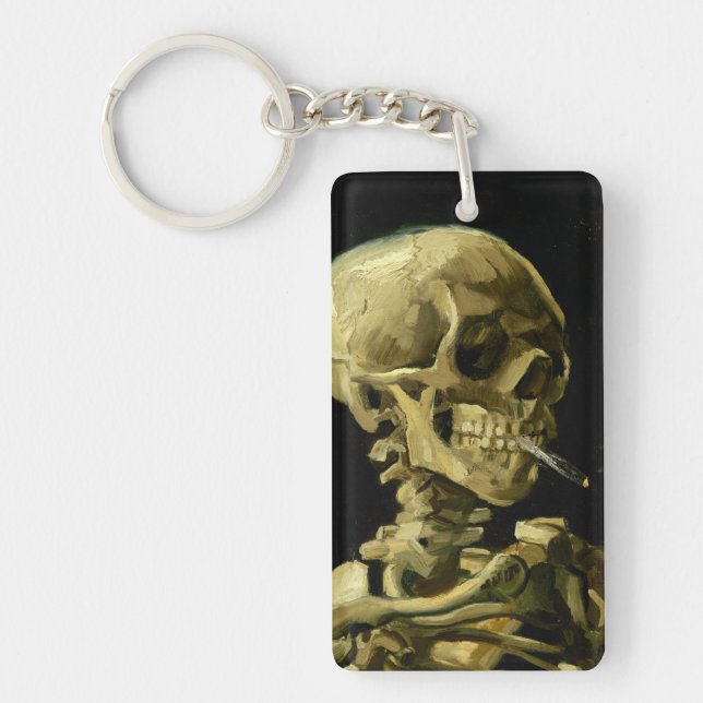 Van Gogh Smoking Skeleton Keychain (Front)