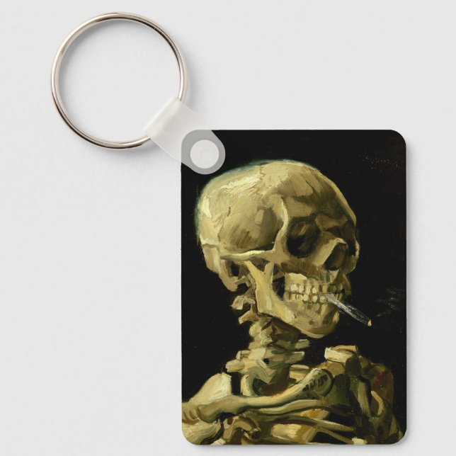 Van Gogh Smoking Skeleton Keychain (Front)
