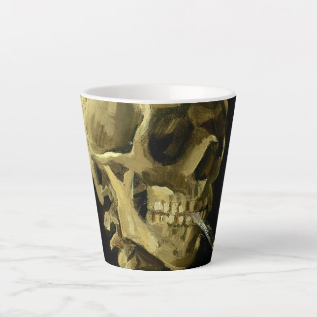 Van Gogh Smoking Skeleton Latte Mug (Front)