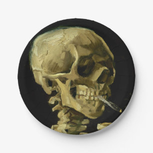 Van Gogh Smoking Skeleton Paper Plate