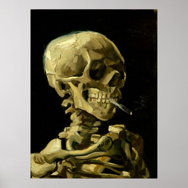 Van Gogh Smoking Skeleton Poster (Front)