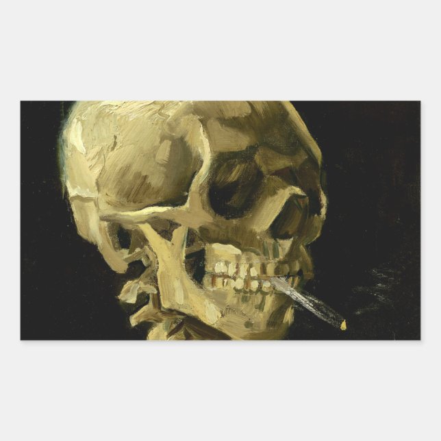 Van Gogh Smoking Skeleton Sticker (Front)