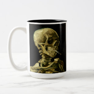 Van Gogh Smoking Skeleton Two-Tone Coffee Mug