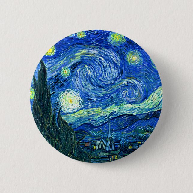 van gogh starry night 2 inch round button (Front)