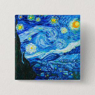 Van Gogh Starry Night 2 Inch Square Button