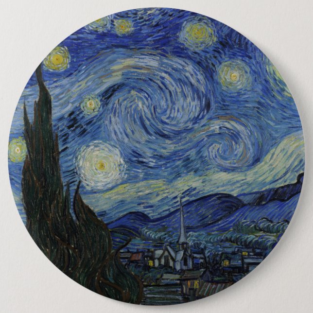 Van Gogh Starry Night 6 Inch Round Button (Front)