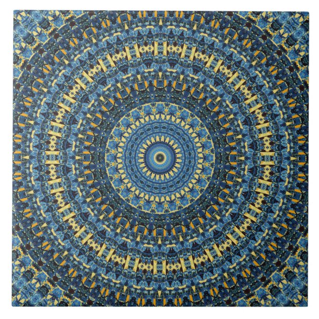 Van Gogh Starry Night Abstract Groovy Boho Mandala Tile (Front)