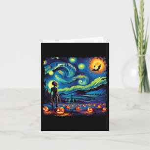 Van Gogh Starry Night Alien Man Halloween Fall Pum Card