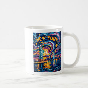 Van Gogh Starry Night Art New York Liberty Skyline Coffee Mug