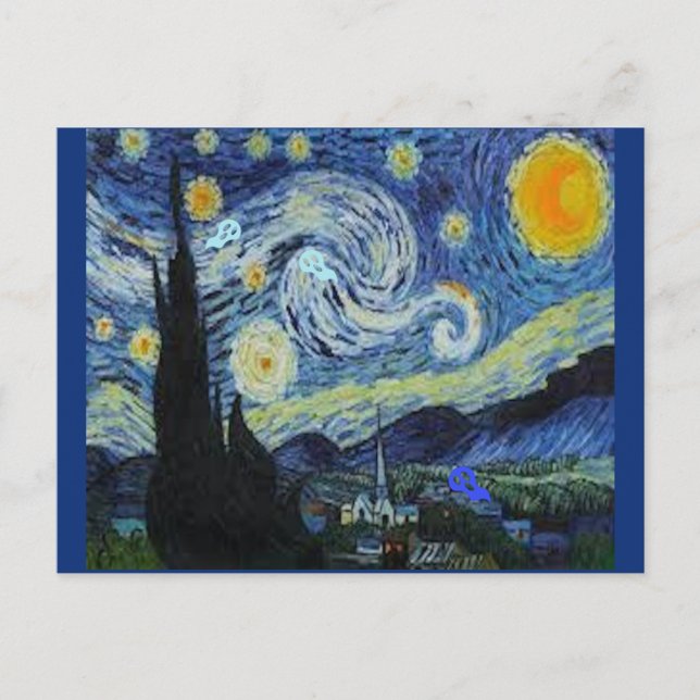 Van Gogh - Starry Night - Art Parody,  Postcard (Front)
