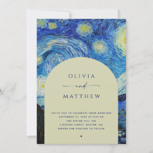 Van Gogh Starry Night Art Wedding   Arch + QR Code Invitation