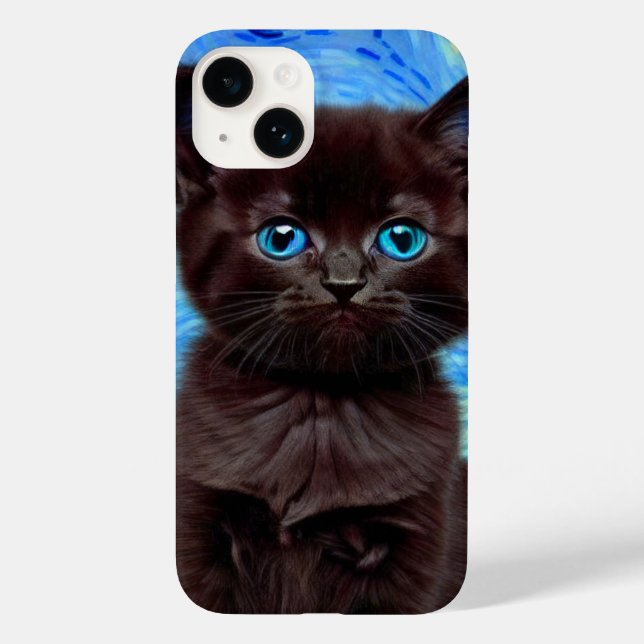 Van Gogh Starry Night Black Cat Case-Mate iPhone Case (Back)
