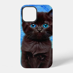 Van Gogh Starry Night Black Cat iPhone 12 Case