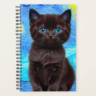 Van Gogh Starry Night Black Cat Planner