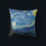 Van Gogh Starry Night. Blue impressionism sky art Throw Pillow<br><div class="desc">Van Gogh "The Starry Night" throw pillow. Blue impressionism sky and stars art.</div>