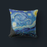 Van Gogh Starry Night. Blue impressionism sky art Throw Pillow<br><div class="desc">Van Gogh "The Starry Night" throw pillow. Blue impressionism sky and stars art.</div>