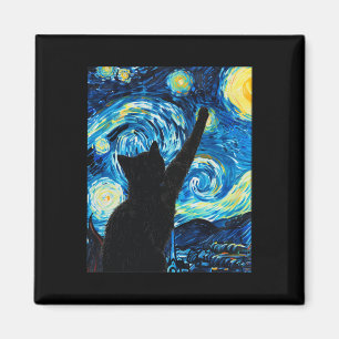 Van Gogh Starry Night Cat Lover Kitten  Magnet