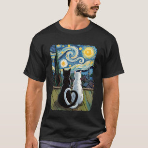 Van Gogh Starry Night Cat T-Shirt