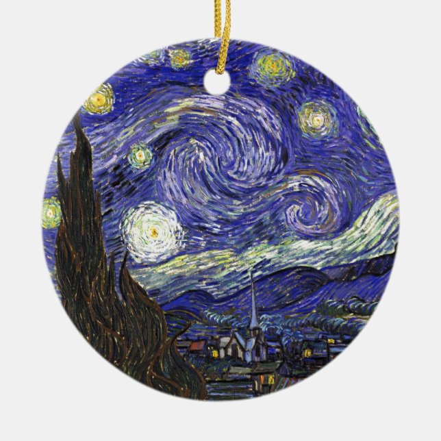 Van Gogh Starry Night Ceramic Ornament (Front)
