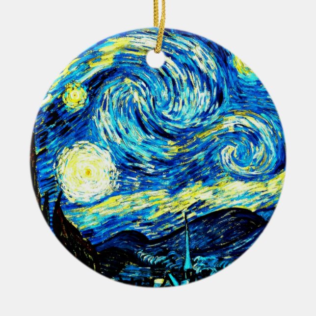 Van Gogh: Starry Night Ceramic Ornament (Front)
