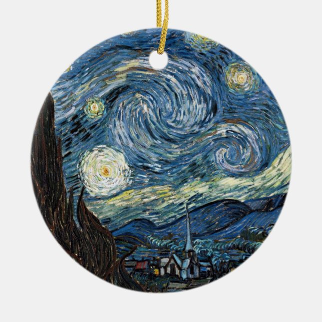 Van Gogh Starry Night Ceramic Ornament (Front)