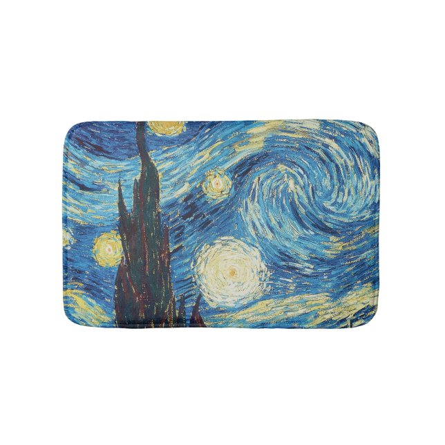 Van Gogh Starry Night Classic Impressionism Art Bath Mat (Front)