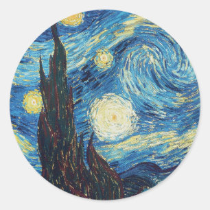 Van Gogh Starry Night Classic Impressionism Art Classic Round Sticker