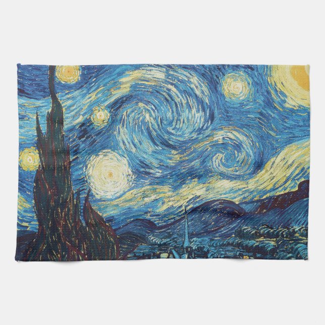 Van Gogh Starry Night Classic Impressionism Art Kitchen Towel (Horizontal)