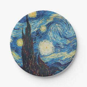 Van Gogh Starry Night Classic Impressionism Art Paper Plate