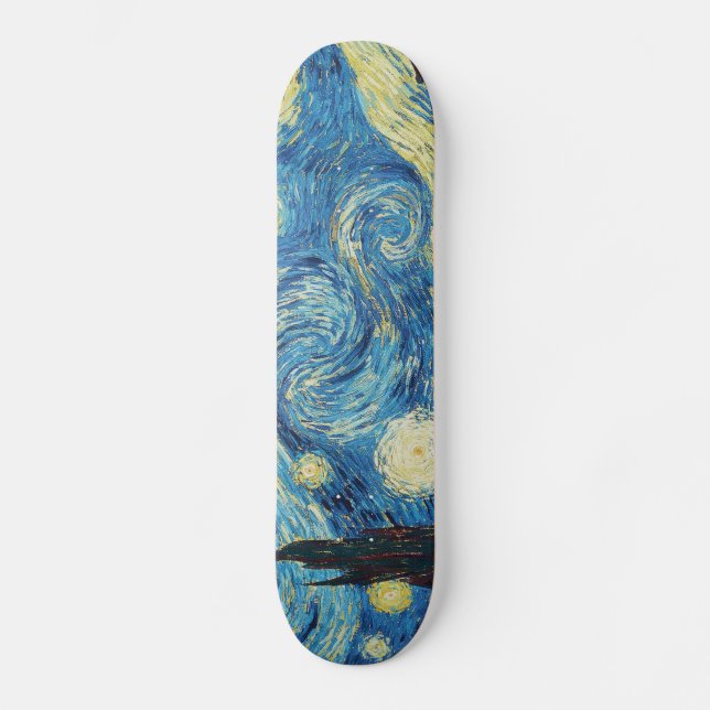 Van Gogh Starry Night Classic Impressionism Art Skateboard (Front)