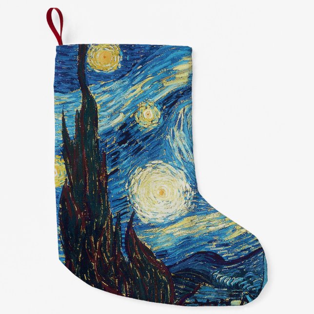 Van Gogh Starry Night Classic Impressionism Art Small Christmas Stocking (Front)