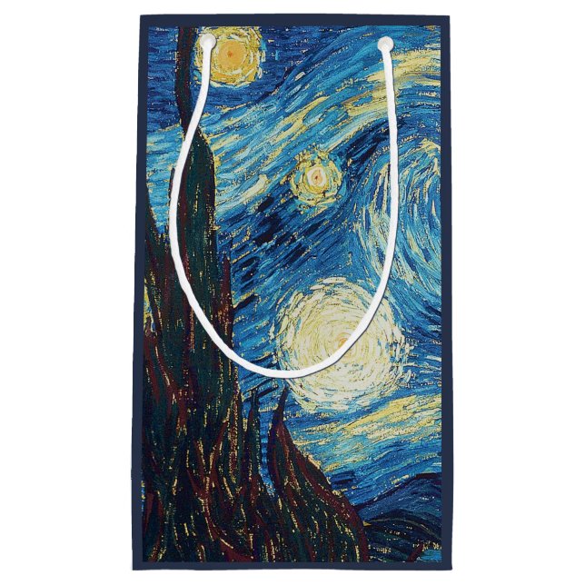 Van Gogh Starry Night Classic Impressionism Art Small Gift Bag (Front)