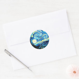 Van Gogh, Starry Night, Classic Round Sticker