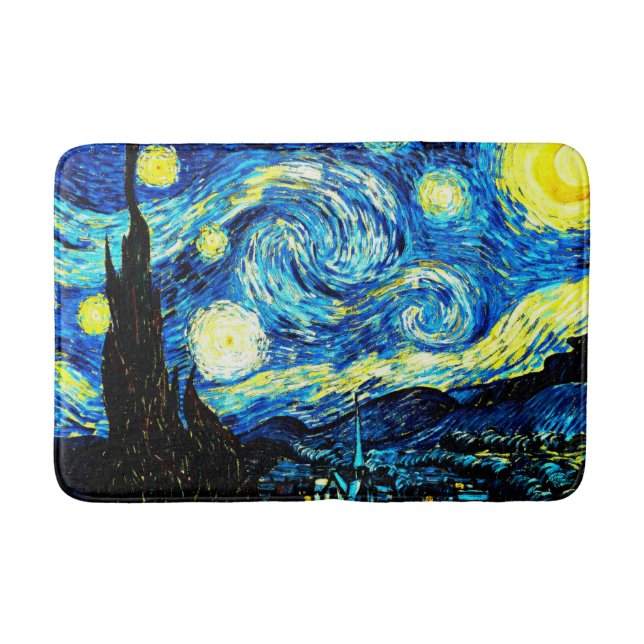 Van Gogh - Starry Night, famous painting Bath Mat (Front)