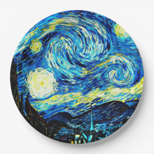 Van Gogh - Starry Night, famous painting Paper Plate