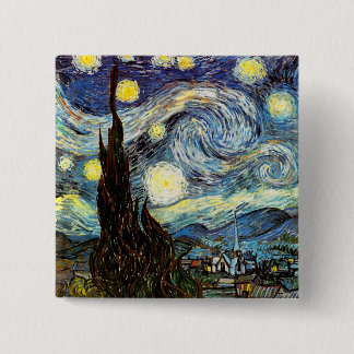 Van Gogh Starry Night Fine Art 2 Inch Square Button