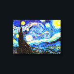 Van Gogh Starry Night Fine Art Canvas Print<br><div class="desc">Starry Night,  the most famous painting of Dutch Post-Impressionist master Vincent van Gogh. A lone cypress tree,  a sleeping village,  and a sky that whirls with stars. 

 Vintage retro cute girly beautiful popular artistic colourful elegant landscape nature pattern Post-Impressionism decorative decor Christian religious spiritual inspirational fine art painting.</div>