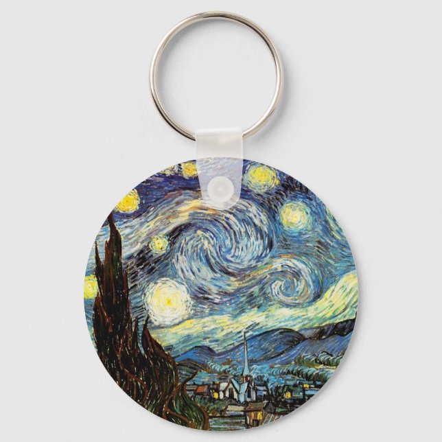 Van Gogh Starry Night Fine Art Keychain (Front)