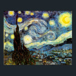 Van Gogh Starry Night Fine Art Poster<br><div class="desc">Starry Night,  the most famous painting of Dutch Post-Impressionist master Vincent van Gogh. A lone cypress tree,  a sleeping village,  and a sky that whirls with stars. 

 Vintage retro cute girly beautiful popular artistic colourful elegant landscape nature pattern Post-Impressionism decorative decor Christian religious spiritual inspirational fine art painting.</div>