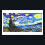 Van Gogh Starry Night Fine Art Sticker<br><div class="desc">Starry Night, the most famous painting of Dutch Post-Impressionist master Vincent van Gogh. A lone cypress tree, a sleeping village, and a sky that whirls with stars.</div>