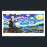 Van Gogh Starry Night Fine Art Sticker<br><div class="desc">Starry Night,  the most famous painting of Dutch Post-Impressionist master Vincent van Gogh. A lone cypress tree,  a sleeping village,  and a sky that whirls with stars.</div>