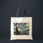 Van Gogh Starry Night Fine Art Tote Bag<br><div class="desc">Starry Night,  the most famous painting of Dutch Post-Impressionist master Vincent van Gogh. A lone cypress tree,  a sleeping village,  and a sky that whirls with stars.
 
 Vintage retro landscape nature colourful cute artistic Post-Impressionism fine art.</div>