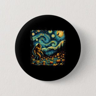 Van Gogh Starry Night Halloween Big Foot Pumpkin  2 Inch Round Button