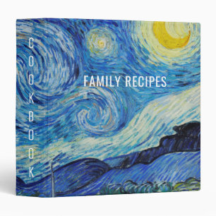 Van Gogh Starry Night. Impressionism cookbook Binder
