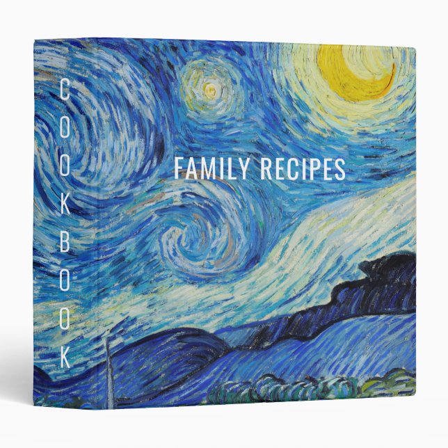 Van Gogh Starry Night. Impressionism cookbook Binder (Front/Spine)