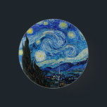 Van Gogh Starry Night. Impressionism vintage art 1 Inch Round Button<br><div class="desc">Van Gogh "The Starry Night" button.</div>