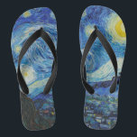 Van Gogh Starry Night. Impressionism vintage art Flip Flops<br><div class="desc">Van Gogh "The Starry Night" flip flops.</div>