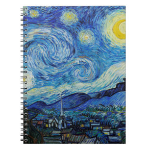 Van Gogh Starry Night. Impressionism vintage art Notebook