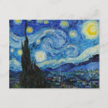 Van Gogh Starry Night. Impressionism vintage art Postcard<br><div class="desc">Van Gogh "The Starry Night" postcard.</div>